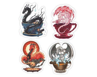 Naklejki inspirowane Teacup Dragon Cosmere Seria 7 | "Fused" | "Yumi" | "Era 2" | "Sunlit" | Marker Copic