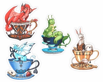 Naklejki ze smokiem w filiżance, seria 8 – Szaleństwo w Krainie Czarów