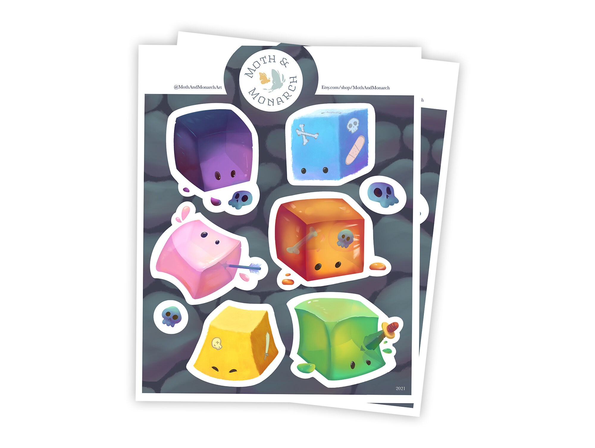 Gelatinous Cube Sticker Sheet Cute Mobs DND Dungeons and Etsy