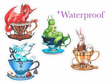 Naklejki winylowe „Smok w filiżance” Seria 8 – Szaleństwo w Krainie Czarów