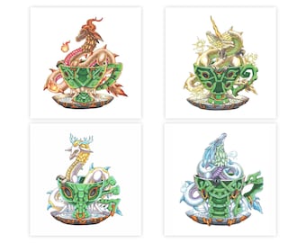 Seria 9 odbitek Teacup Dragons | Marker Copic