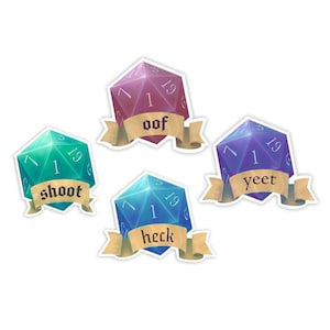 Sticker naturel 1 dé | "Dés de réaction discrets" | Sticker de dés drôle | Sticker Dnd D20