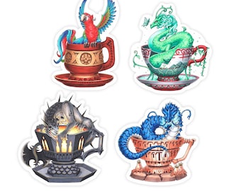 Seria naklejek Teacup Dragon 6: Inspirowane Cosmere | „Chicken” | „Mistborn Inquisitor” | „Tress” | „Radiant” | Marker Copic