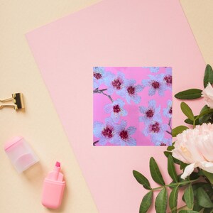 Cherry Blossom Watercolor Card • Square Card with Envelope • Vintage Floral Illustration • Handmade Stationery • Gentle Gift Idea