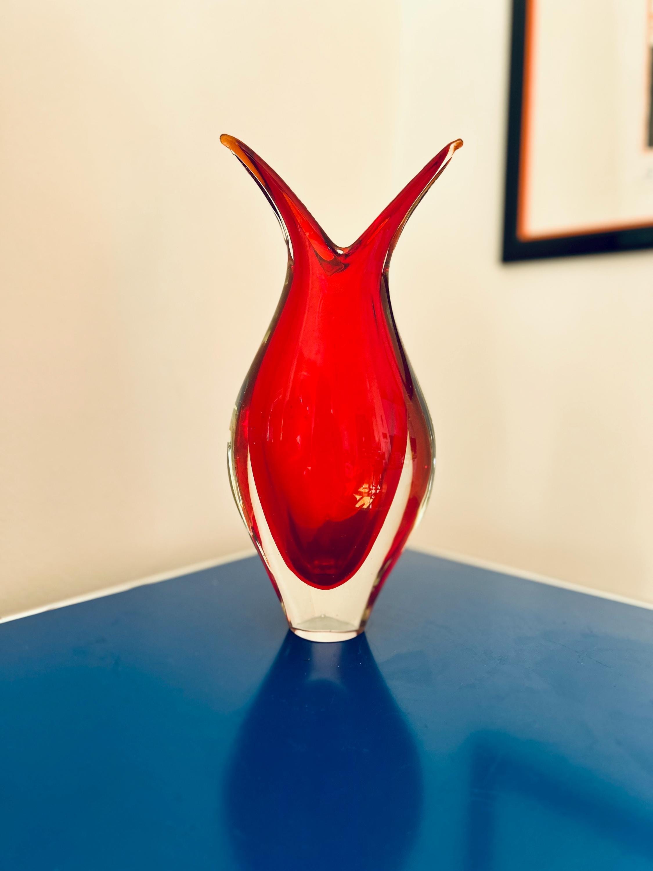 ソンメルソ ムラーノ 赤紫 ムラノガラス ベネチア フラワーベース