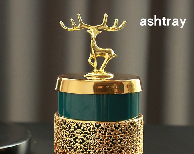 Golden Deer Ceramic Ashtray