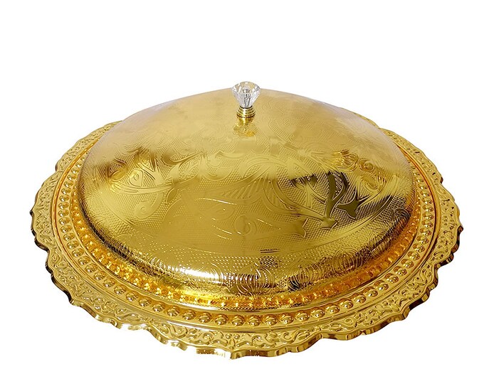 Gold Round Dish with Lid