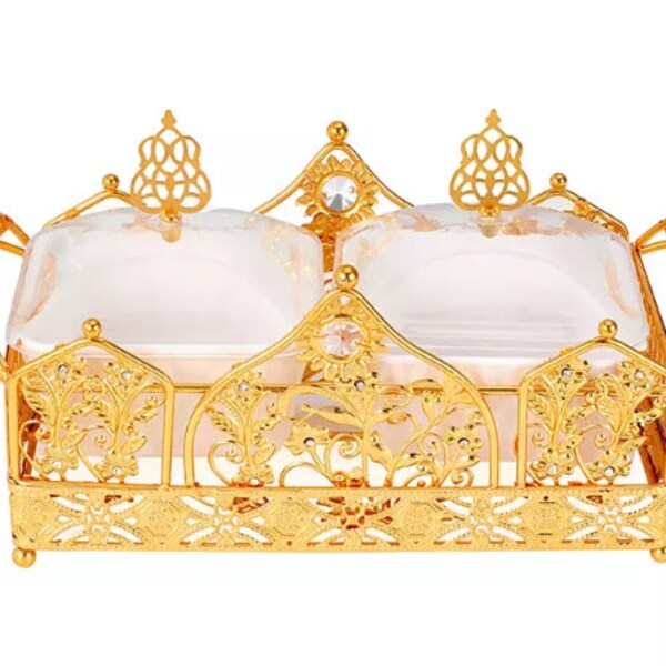 2 Compartments Gold Snack Tray