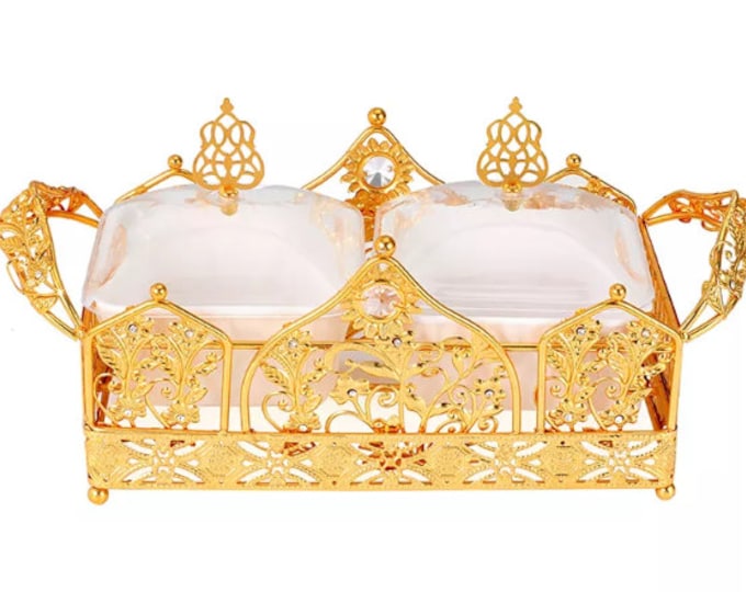 2 Compartments Gold Snack Tray