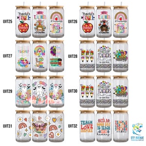 UV Dtf Cup Wrap 16 Unzen Glas Wraps, Lehrer Uv Dtf Transfer Glass Wrap, Einzel- oder Pack-Bundle-Set, Uv Dtf Lehrer vorgefertigter Transferkleber