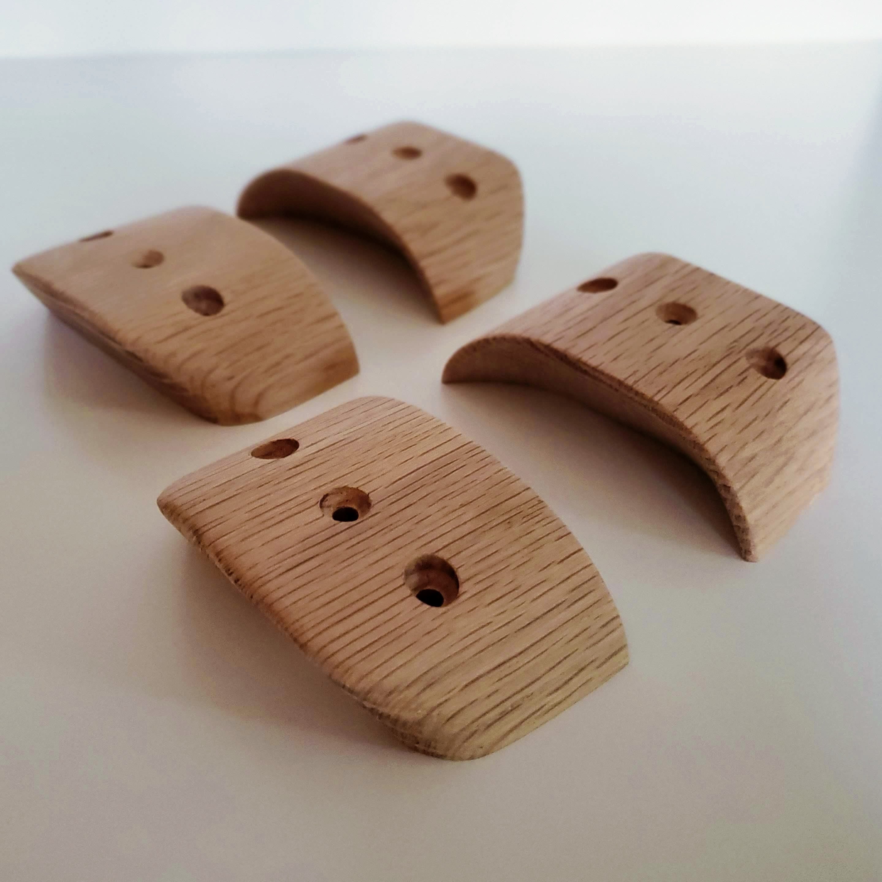Crimp / Pinch Hybrid Climbing Holds - 4 Pieces, Medium, Screw On Climbing Holds for Rock Climbing Wall, Wood Climbing Holds, Grips, Boulder