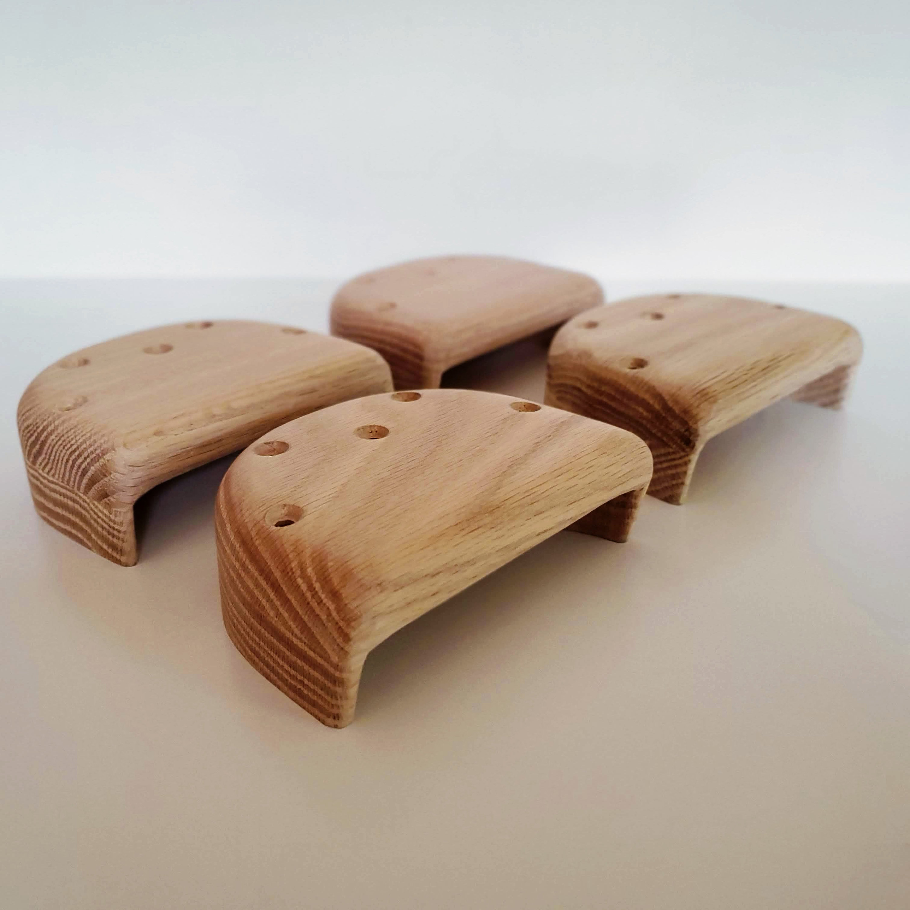 Jug Climbing Holds - Large, 4 Pieces, Screw In Climbing Holds for Rock Climbing Wall, Wood Climbing Holds, Hardwood Climbing Grips, DIY Wall