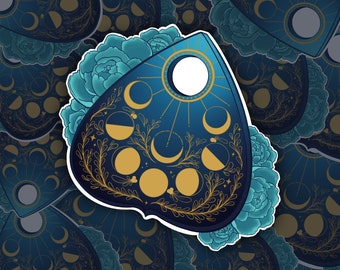 Moon Phase Planchette Sticker Moon Phase Sticker Planchette Sticker Blue Gradient Planchette Heksen Sticker | Ouija Heks | Nacht