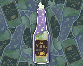 Heksen Bubbly Brew Sticker | Withy Potion-sticker | Frisdrank fles sticker | Pop-flessticker | Heks | Groen drankje | Bubbels | Bubbels