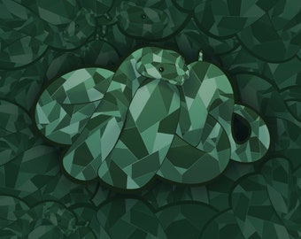 Crystal Snake Sticker | Groene Geometrische Snake Sticker | Crystal Sticker | Snake Sticker | Boop Snoot Sticker
