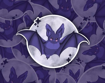 Freakin Vleermuizen Sticker | Vleermuis Sticker | Purple Bat Sticker Maan &Bat Sticker | Halloween Sticker Spooky Seizoen Sticker | Seizoenssticker
