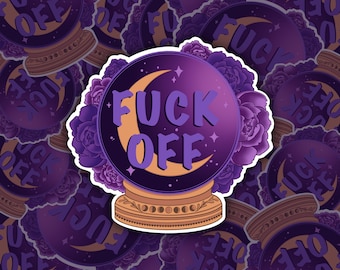 Kristallen bolsticker | FUCK UIT Sticker | Heksensticker | Magische Vibes-sticker | Godslastering Sticker | Sticker voor donkere humor