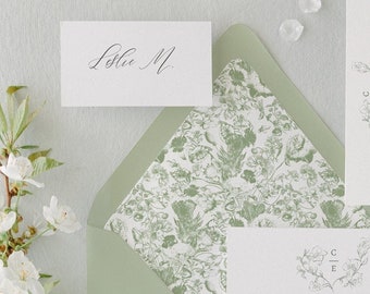 Sage Floral Envelope Liner-Printable, A9, A7, A7.5, A6, 6.5x6.5, A2, A1 and C5