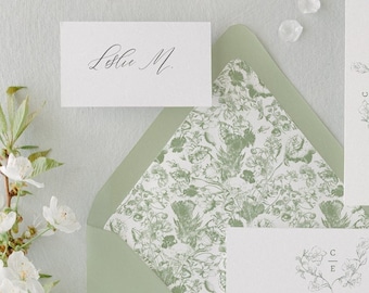 Sage Floral Envelope Liner-Printable, A9, A7, A7.5, A6, 6.5x6.5, A2, A1 and C5