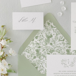 Sage Floral Envelope Liner-Printable, A9, A7, A7.5, A6, 6.5x6.5, A2, A1 and C5