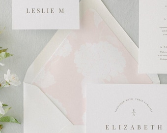Printable Blush Minimal Floral Envelope Liner, A9, A7, A7.5, A6, 6.5x6.5, A2, A1, C5 and A7 Square