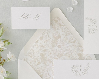 Printable Light Beige Floral Envelope Liner, A9, A7, A7.5, A6, 6.5x6.5, A2, A1, C5 and A7 Square