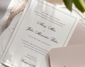 Wedding Invitation Suite Template, Classic Printable Wedding Invitation, Fully Editable, Templett Instant Download