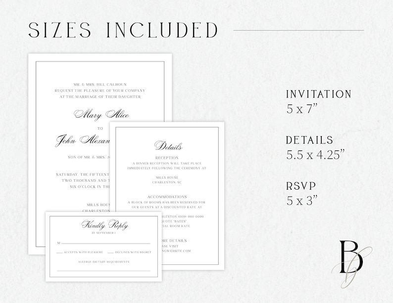Wedding Invitation Suite Template Classic Printable Wedding Etsy Wedding Invitation Suite Template Classic Printable Wedding Etsy