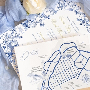 Custom Wedding Map & Timeline with Venue Illustration (Digital PNG or PDF)