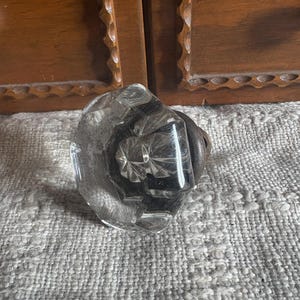 Antique Door Nob Victorian, Glass and Brass, 8 Point, 1800's, Hardware - #1