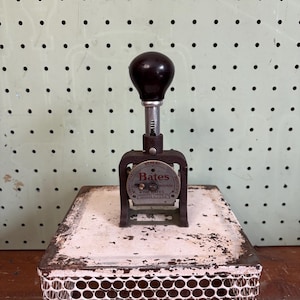Sello de máquina numeradora automática Bates Art Deco vintage: 6 rodillos