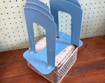 Sujetalibros vintage Demco Art Deco o de mediados de siglo, color azul claro, años 60 - Se venden en pares