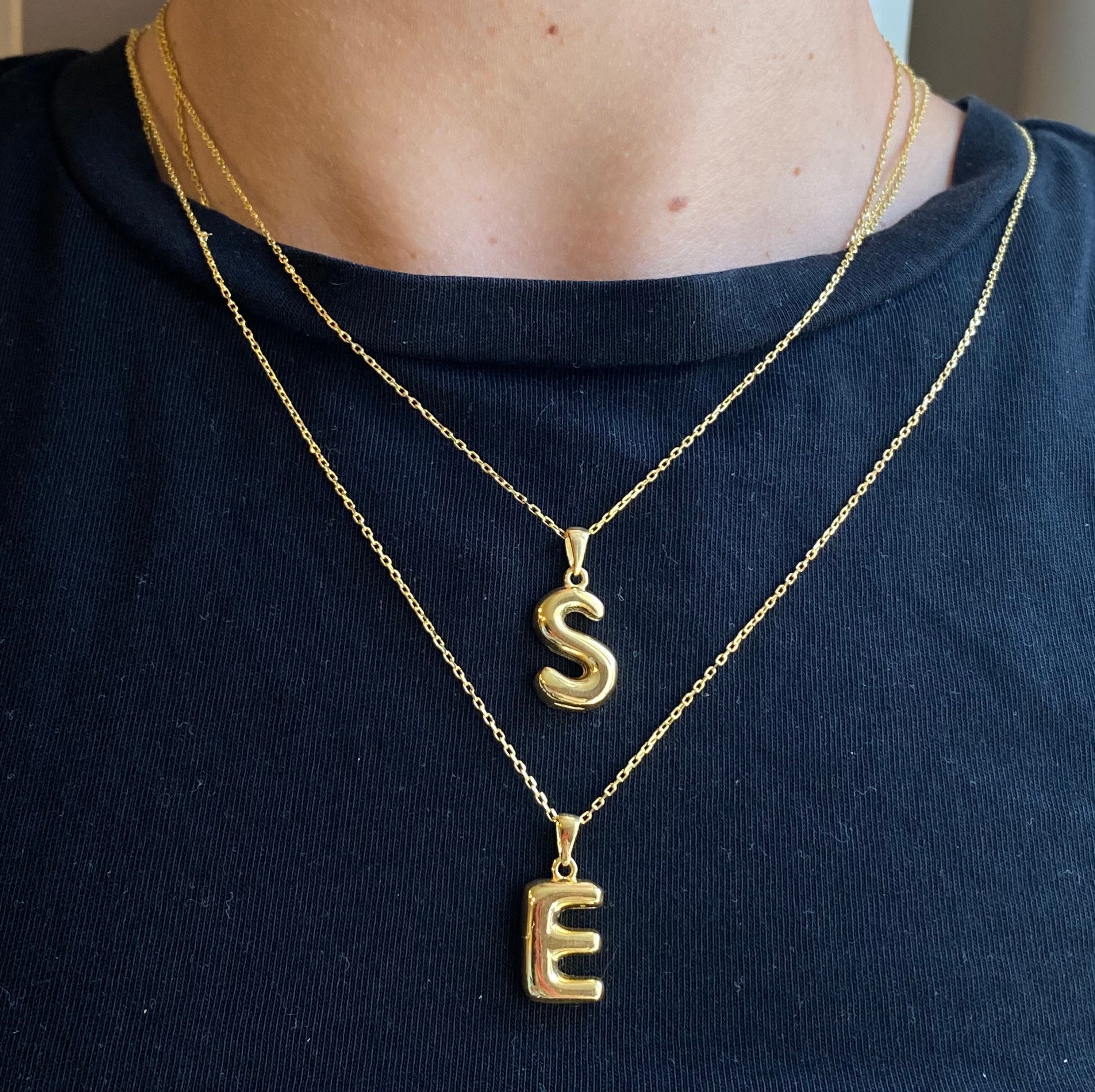 Letter S Necklace in 14k Gold