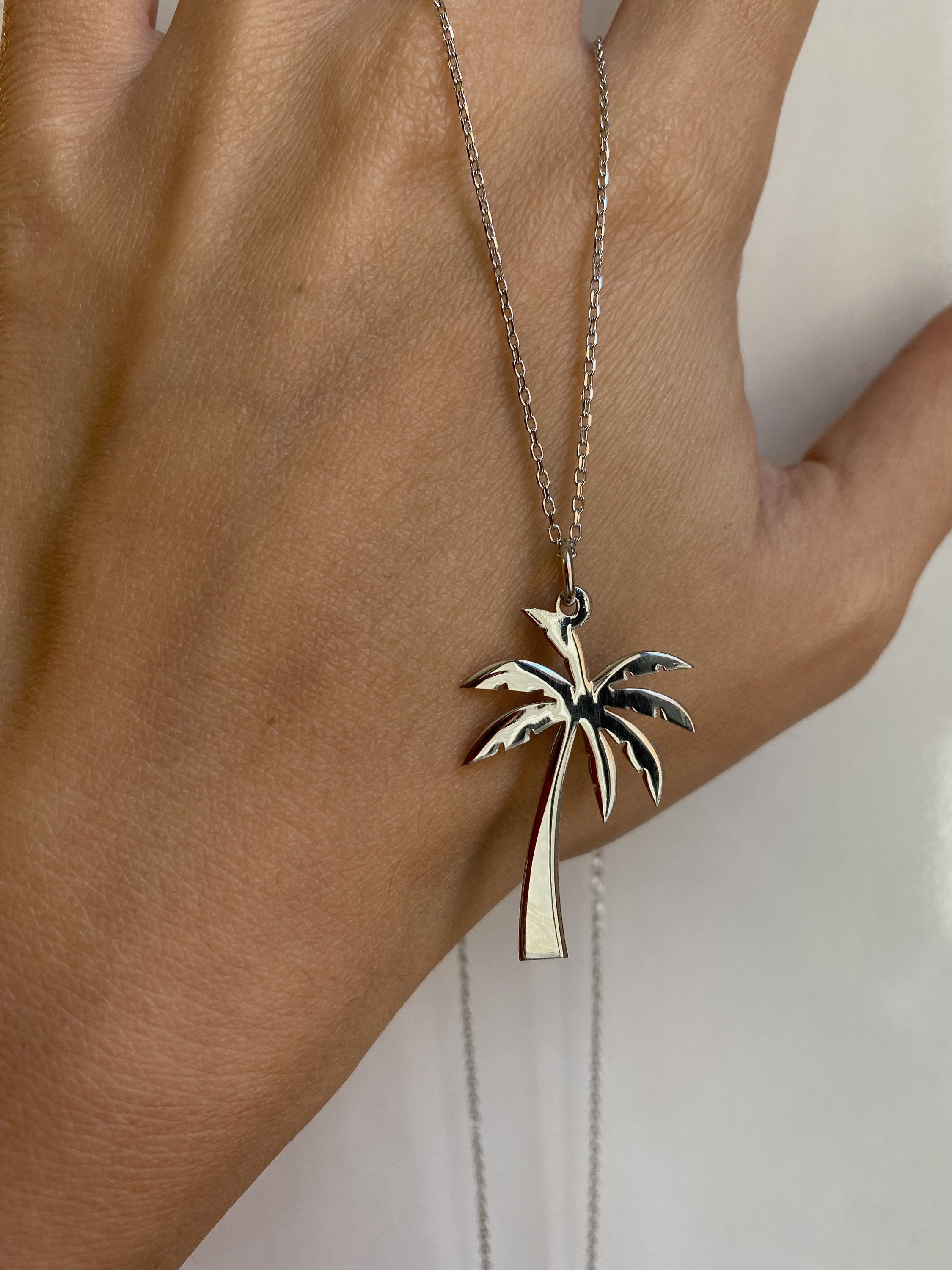 925 Sterling Silver Palm Necklace Palm Tree Pendant Tree