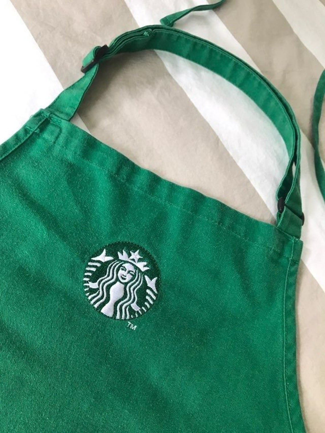 Delantal verde auténtico de Starbucks con el logotipo bordado Etsy