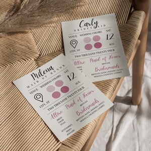 BERGAMOT Bridesmaid Proposal, Bridesmaid Info Card Template, Bridal Party Info Card, Editable Bridesmaid Proposal Card, Bridesmaid Details