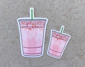 Pink Drink Sticker, Water bottle Sticker, Waterproof Sticker, Laptop Decal