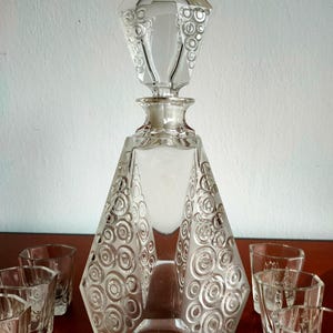 Crystal Art Deco Liquor Set, Decanter Set, Cut, Polished, Bohemia c.1930