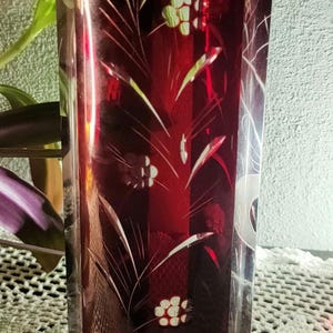 Art Deco Cut To Clear Glass Vase, Bohemia/Germany?, Vintage, c.1950