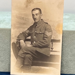 Antique WWI Photographic Postcards (2) & A Photograph of Soldiers