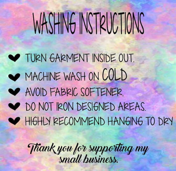 Tie Dye Washing Instructions Care Cards Etsy