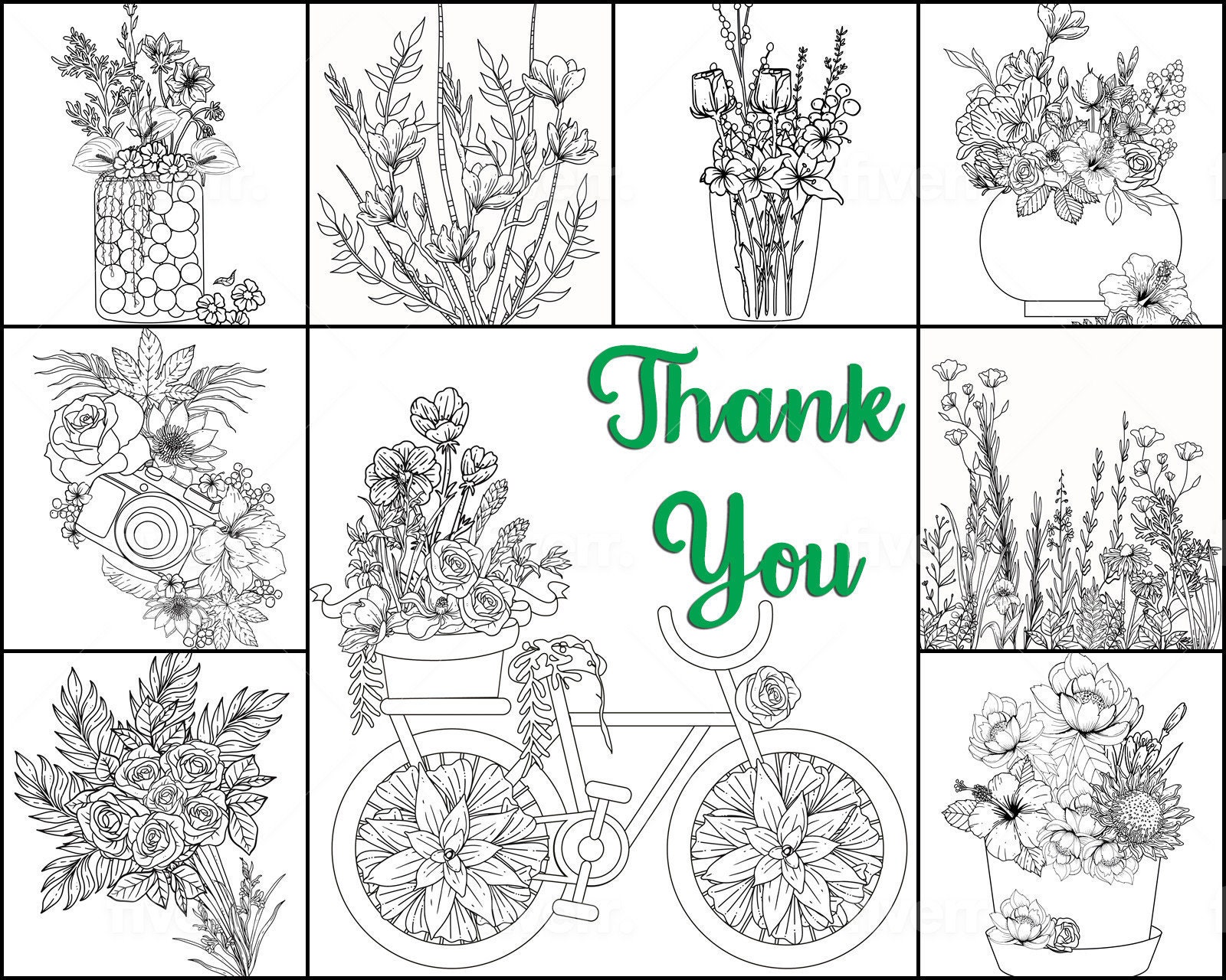 Floral Coloring Pages | Etsy