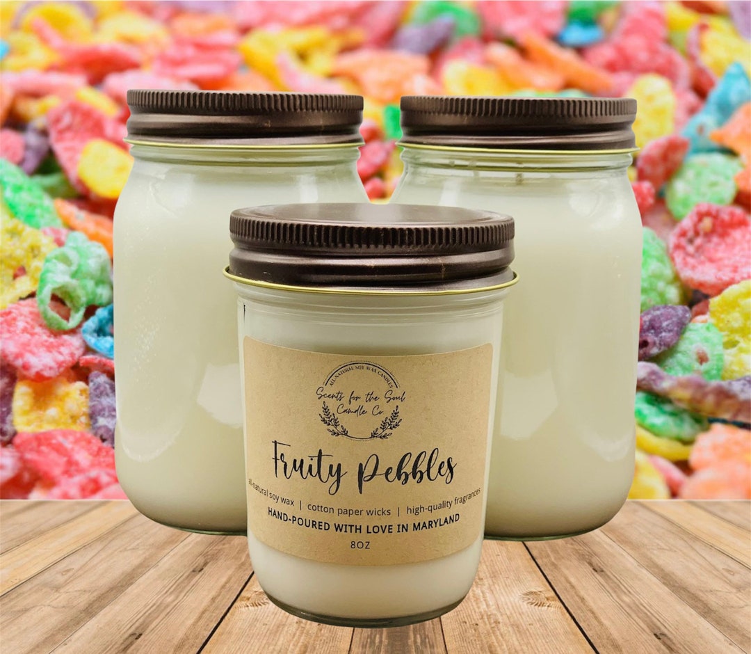 Fruity Pebbles Inspired Soy Mason Jar Candle Fruity Candle Etsy