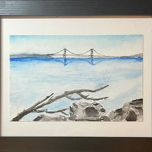Mackinac Island Bridge Watercolor Painting