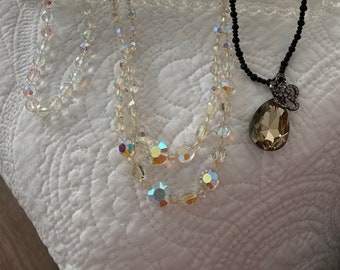 Vintage Lot of 3 Necklaces Crystal Beaded Necklaces
