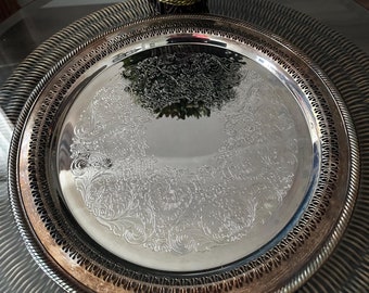 INTERNATIONAL SILVER CO. Vintage 15" Silver Platted Decorative Platter