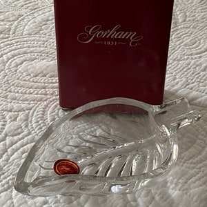 Hand Cut Crystal by Gorham Crystal Leaf Trinket Dish Made in Poland