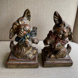 Armour Bronze Co. Puppy Dog with Bow Book Ends 1930&#39;s