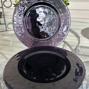 Juego de 3 platos para ensalada y postre Bormioli Rocco Palatina de cristal artístico amatista de 7 3/4 pulgadas, Italia, vintage