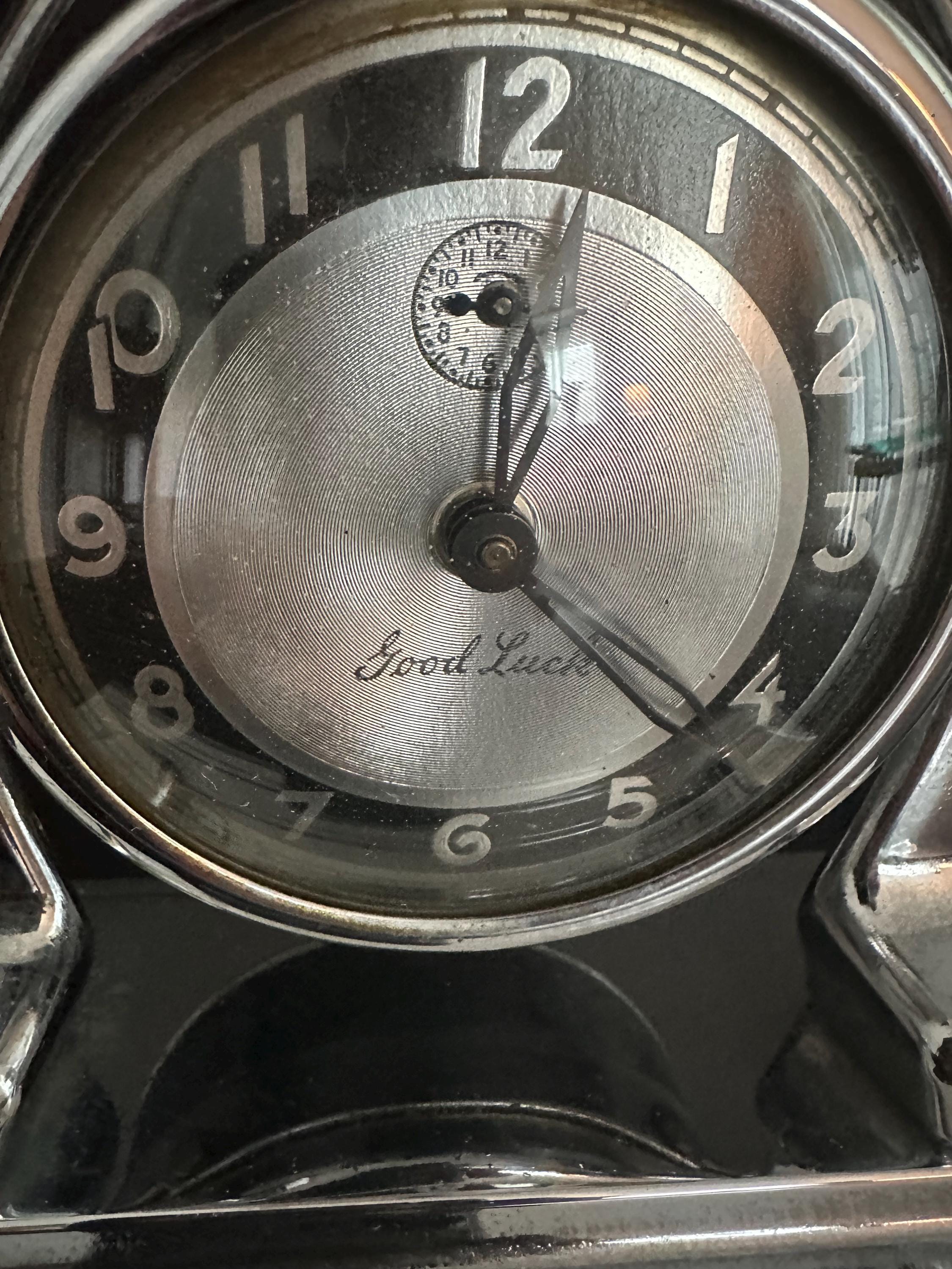 Lux ヴィンテージ 時計置物 1930年代 クローム ラックス グッドラック Art Deco 1930's Lux Clock 